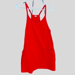Bright Red Sleeveless Dress/Romper with Bodysuit Underneath XS